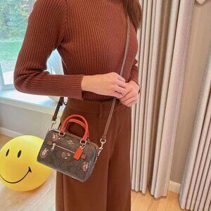 Coach CC430 Mini Rowan Crossbody In Signature Canvas In Gold/Brown Black Multi